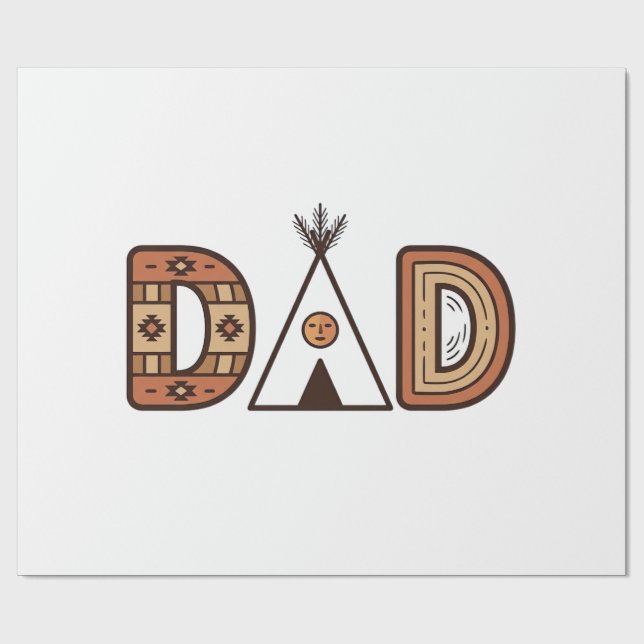 Papier Cadeau Conception de chemise à lettrage Teepee de papa co (Plat)