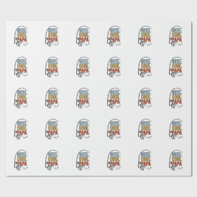 Papier Cadeau Conception de chemise de pêche Reel Cool Papa_1 (Plat)