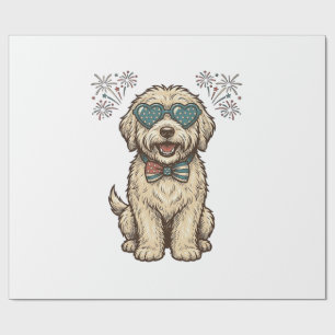 Papier Cadeau Conception de chemise vintage feu d'artifice chien