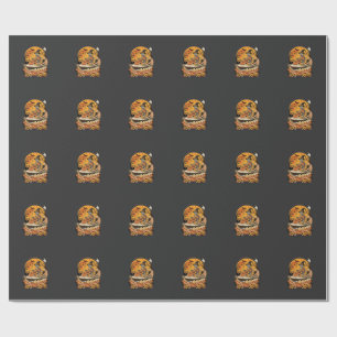 Papier Cadeau Conception de citrouille de sorcière de squelette
