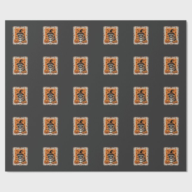 Papier Cadeau Conception de citrouille d'Halloween de raton lave (Plat)