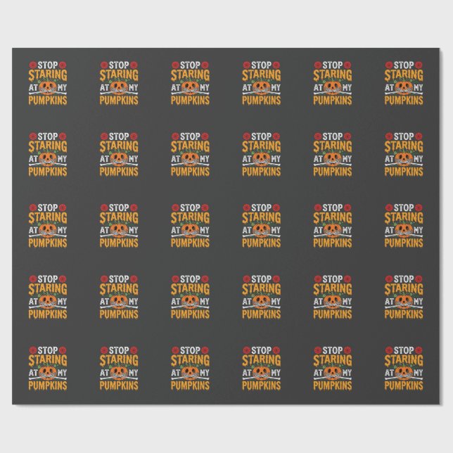Papier Cadeau Conception de citrouilles Ne me regarde pas (2) (Plat)