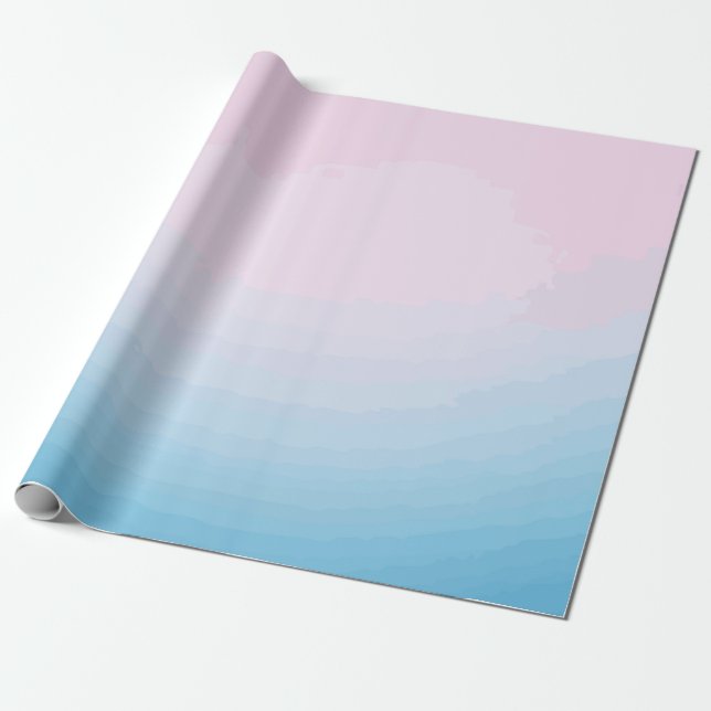 Papier Cadeau Conception de dégradé rose et bleu doux (Déroulé)