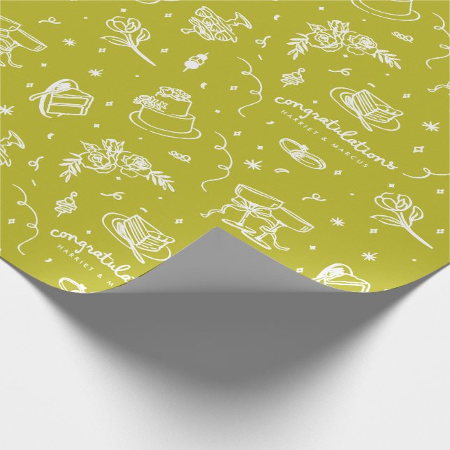 Papier Cadeau Conception de doodles de mariage personnalisable (Coin)