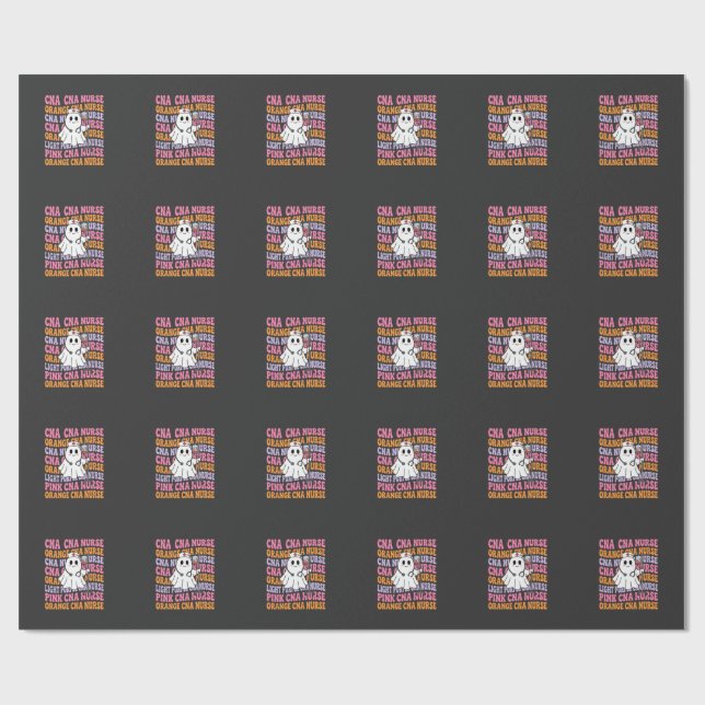 Papier Cadeau Conception de fantôme d'infirmière CNA Halloween (Plat)