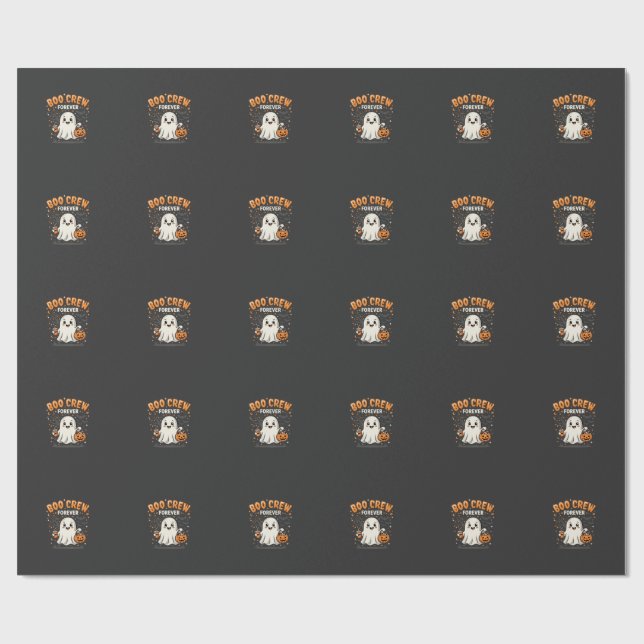 Papier Cadeau Conception de fantôme Halloween Boo Crew Forever_1 (Plat)