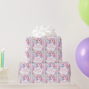 Papier Cadeau Conception de fête d'anniversaire de licorne magiq