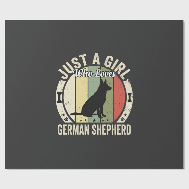 Papier Cadeau Conception de fille de berger allemand amoureuse d (Plat)