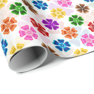 Papier Cadeau Conception de fleurs arc-en-ciel rétro colorées bl