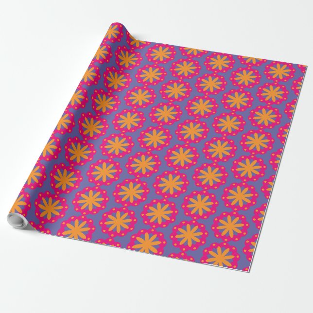 Papier Cadeau Conception de fleurs géométriques audacieuses (Déroulé)