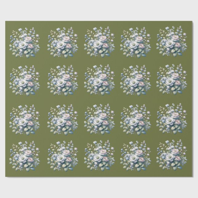 Papier Cadeau Conception de fleurs personnalisée  (Plat)