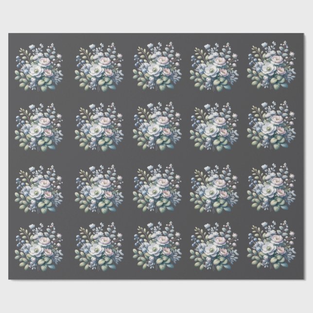 Papier Cadeau Conception de fleurs personnalisée  (Plat)
