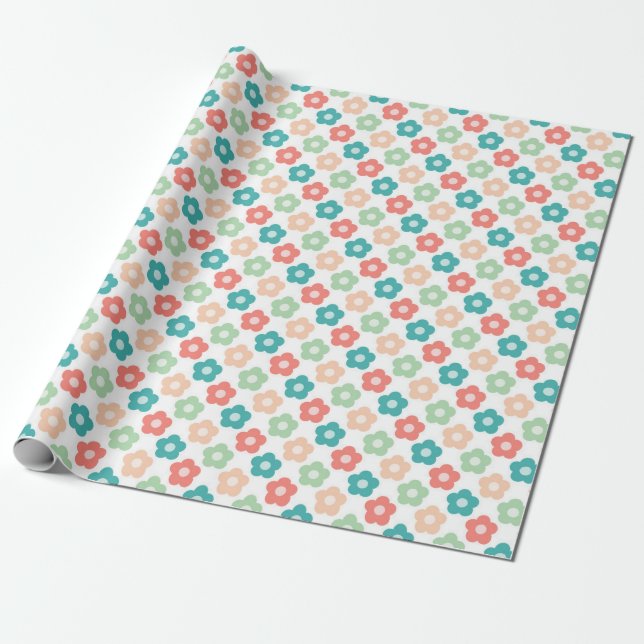 Papier Cadeau Conception de fleurs symétriques lumineuses sur fo (Déroulé)