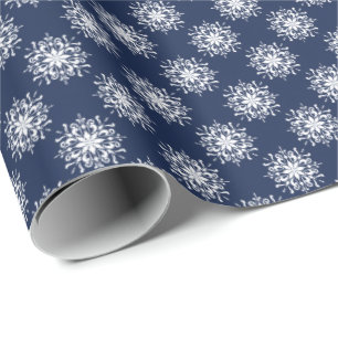 Papier Cadeau Conception de flocon de neige givré sur un ciel bl