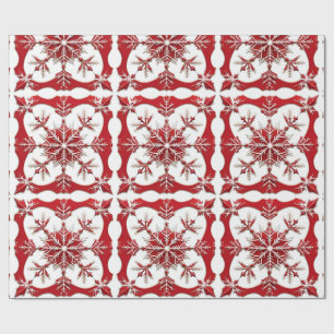 Papier Cadeau Conception de flocon de neige rouge complexe