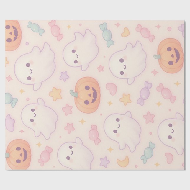 Papier Cadeau Conception de Halloween Citrouille Kawaii  (Plat)