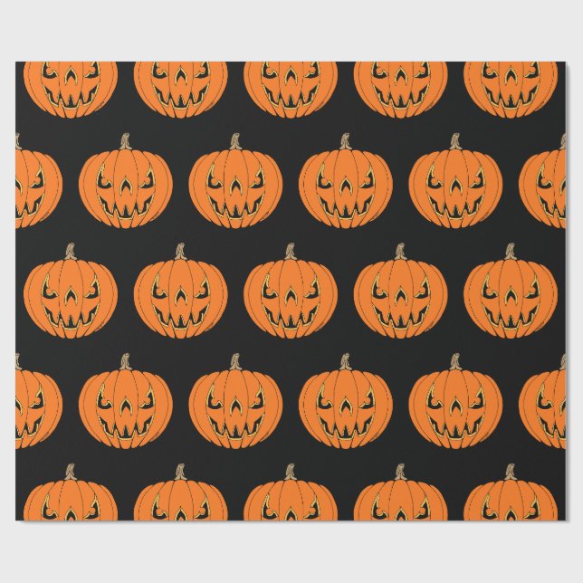 Papier Cadeau Conception de Halloween de citrouille effrayante J (Plat)