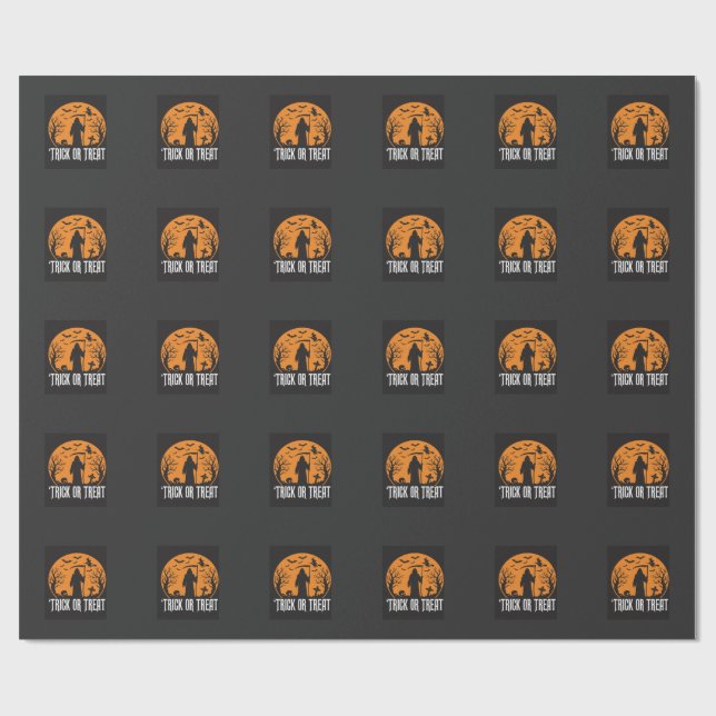 Papier Cadeau Conception de la Faucheuse pour Halloween Trick or (Plat)