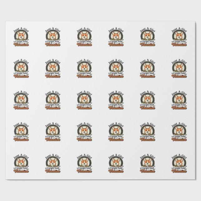 Papier Cadeau Conception de la Saint-Valentin Corgi pour les ama (Plat)