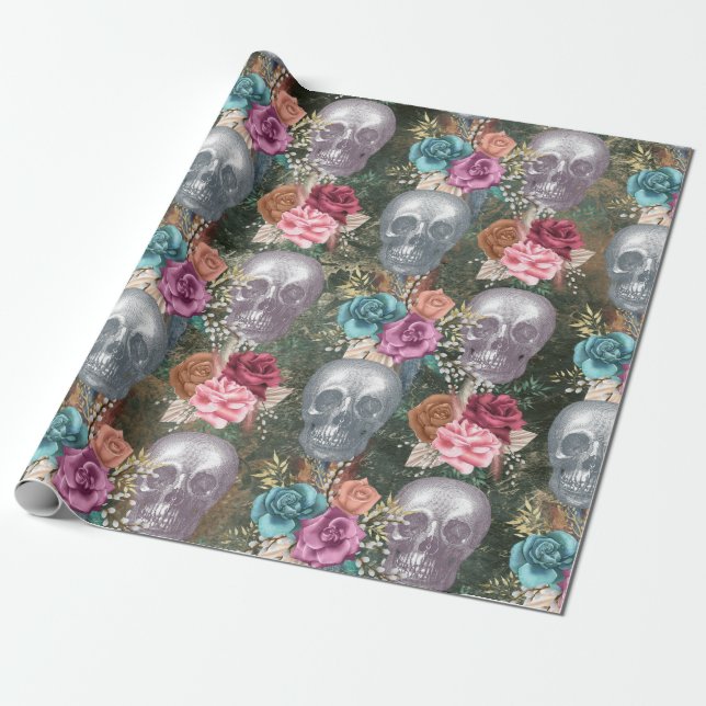 Papier Cadeau Conception de la série Boho Skull 10  (Déroulé)