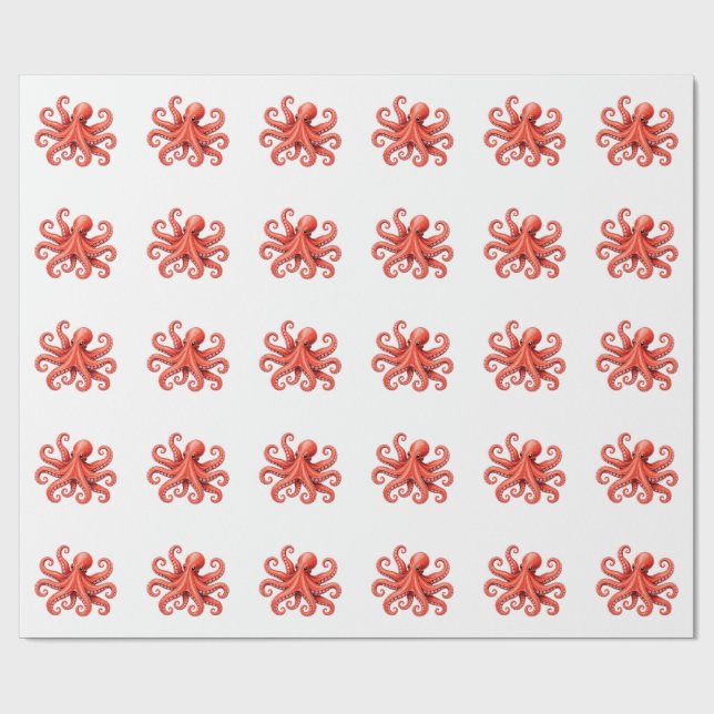 Papier Cadeau Conception de la vie marine de l'octopus océan (Plat)