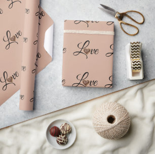 Papier Cadeau Conception de l'amour du cœur léopard Glam