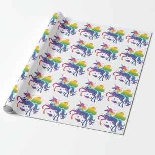 Papier Cadeau Conception de licorne de couleur arc-en-ciel
