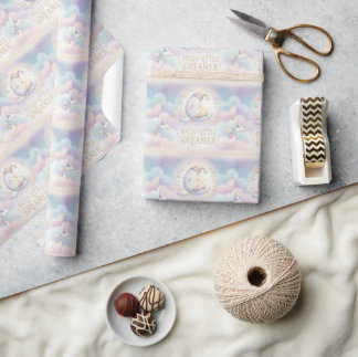 Papier Cadeau Conception de lune pastel "Bonjour Petit Rêveur"