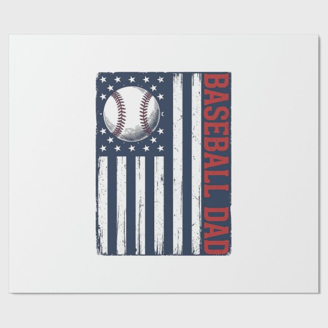 Papier Cadeau Conception de maillot de drapeau de papa de baseba (Plat)
