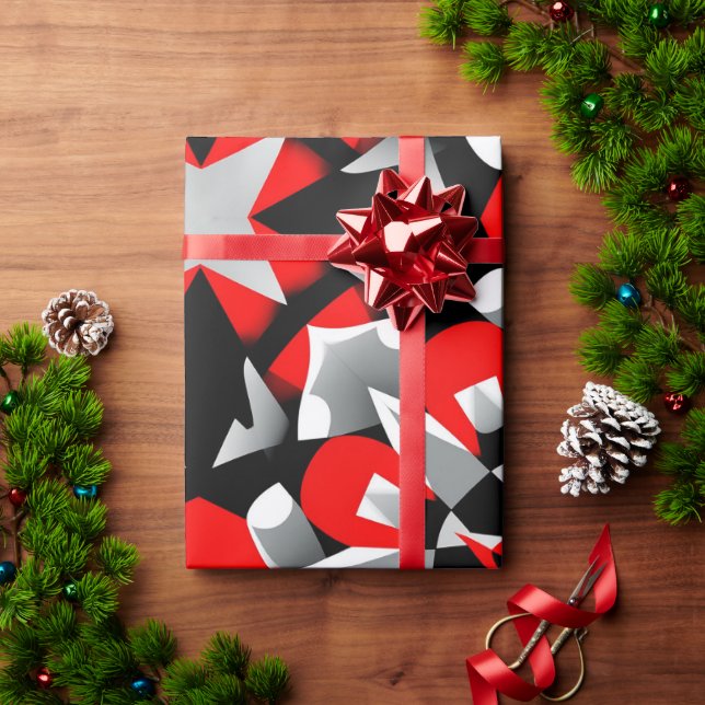 Papier Cadeau Conception de mandala géométrique vif avec rouge,  (Cadeau de vacances)