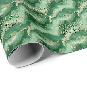 Papier Cadeau Conception de marbre abstrait or vert émeraude