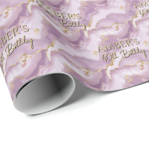 Papier Cadeau Conception de marbre abstrait or violet pâle