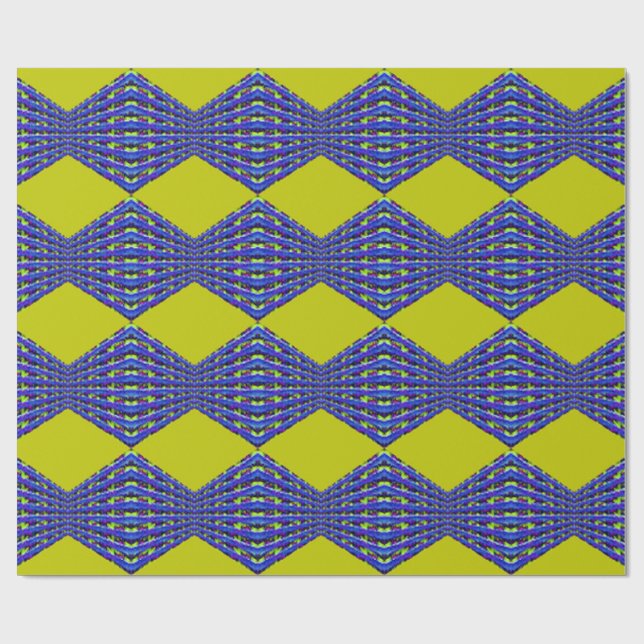 Papier Cadeau conception de motif bleu et jaune (Plat)