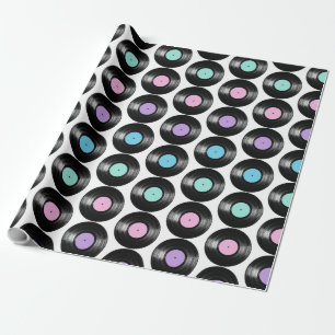 Papier Cadeau Conception de motif coloré de disques vinyles rétr