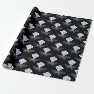 Papier Cadeau Conception de motif de diamant blanc noir brillant