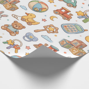 Papier Cadeau Conception de motif de jouets pour bébé mignons