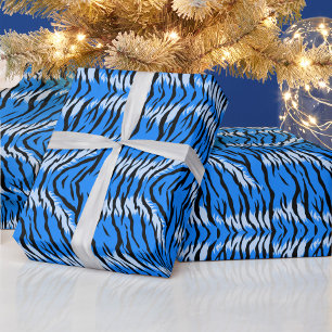 Papier Cadeau Conception de motif de peau d'animal Tigre Bleu 