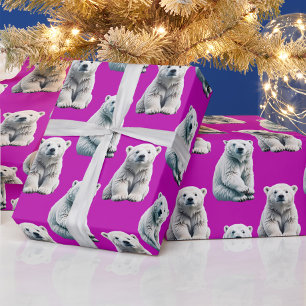 Papier Cadeau Conception de motif d'ours polaire violet 