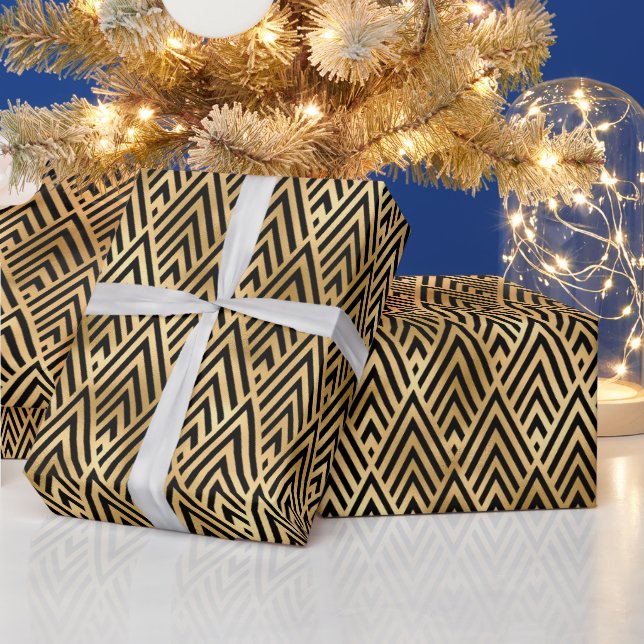 Papier Cadeau Conception de motif en diamant chevron Art Déco (Vacances)