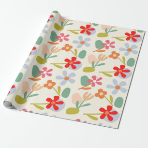 Papier Cadeau Conception de motif floral abstrait d'aspect cool