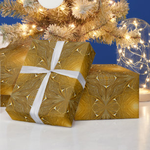 Papier Cadeau Conception de motif fractal en métal doré