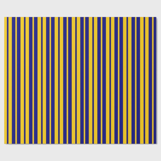 Papier Cadeau Conception de motif rayé stylé bleu jaune  (Plat)