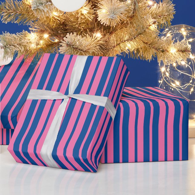 Papier Cadeau Conception de motif rayé stylé rose bleu  (Créateur téléchargé)
