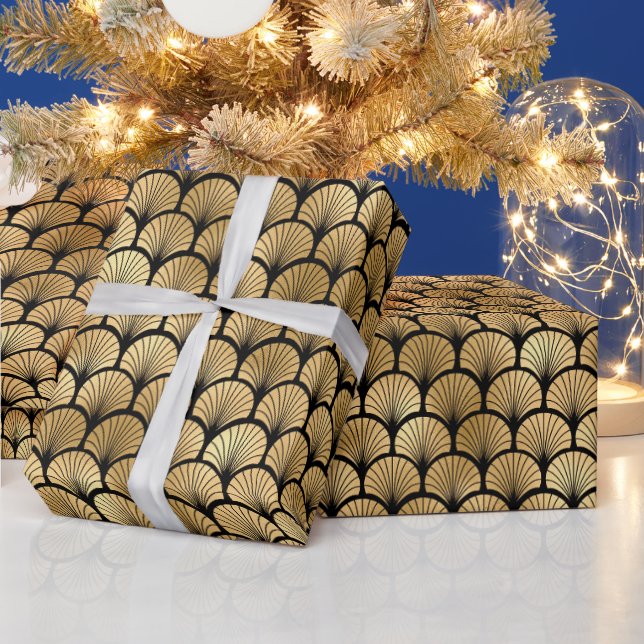Papier Cadeau Conception de motif rayonnant en éventail Art Déco (Vacances)