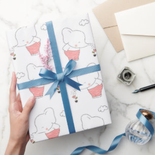 Papier Cadeau Conception de motif transparent éléphant doux