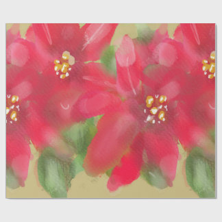 Papier Cadeau Conception de Noël à poinsettia peinte en rouge et