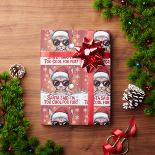 Papier Cadeau Conception de Noël de chat Sphynx cool Santa