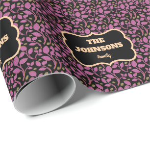 Papier Cadeau Conception de nom de famille botanique rose person