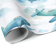 Conception de nurserie d'avion bleu aquarelle, cie