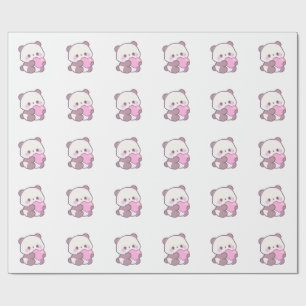 Papier Cadeau Conception de Panda Heureux Vibrations Mignonnes